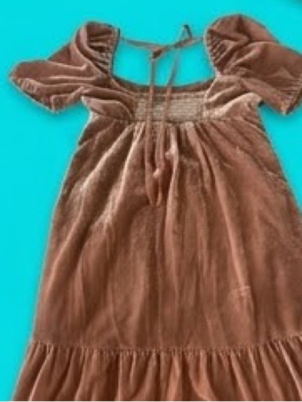 Anthropologie Velvet Empire Waist Tiered Midi Dress Dusty Rose Size 4P - Picture 4 of 16